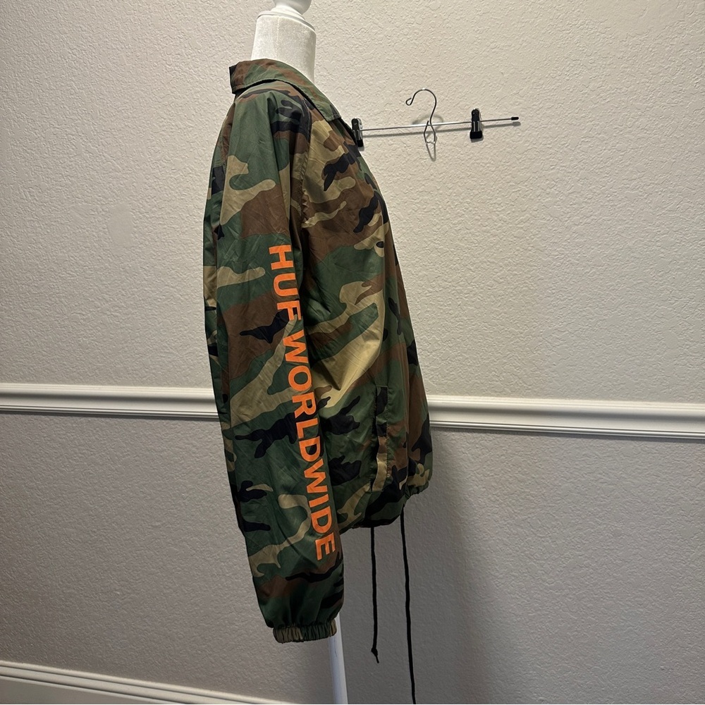 Huf Camouflage Nylon Windbreaker Jacket Lightweight Men's Size M Mesh Lining - Picture 3 of 6